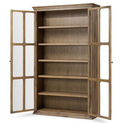 Dawson Updated Traditional Brown Oak Display Cabinet